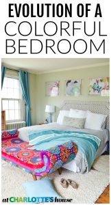 Our bedroom has gradually transitioned from a neutral space to this bright and colorful space