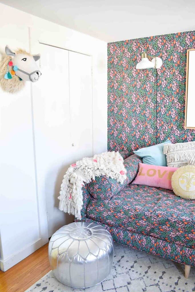 upholstered daybed in guest room