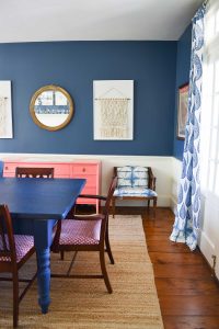 coral sideboard in dining room