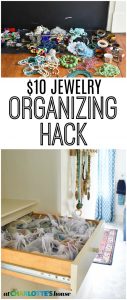 My budget solution for storing my tangled drawer of beads and earrings.