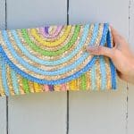 painted rainbow straw clutch