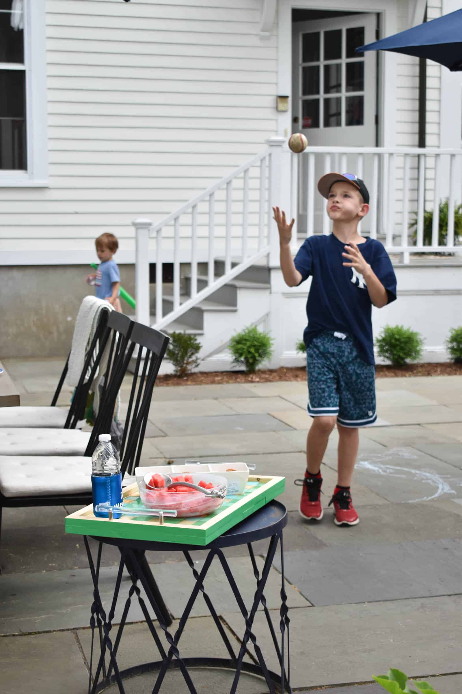 kids summer dining on the table