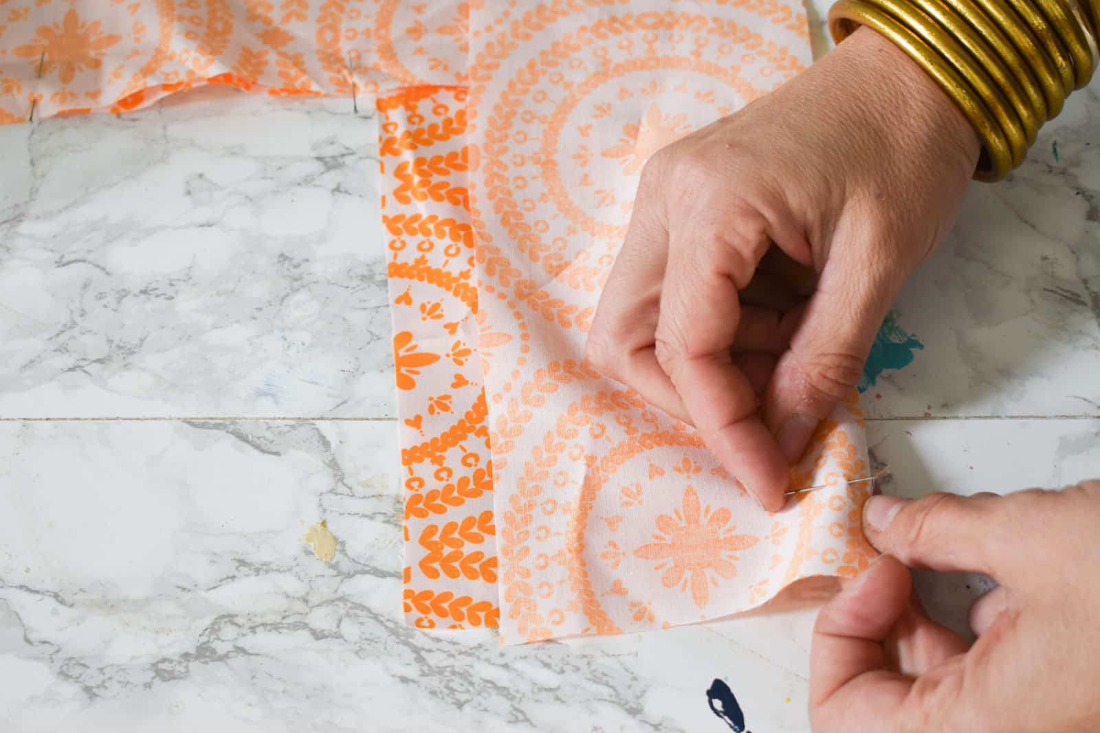 pin the sides of your fabric together
