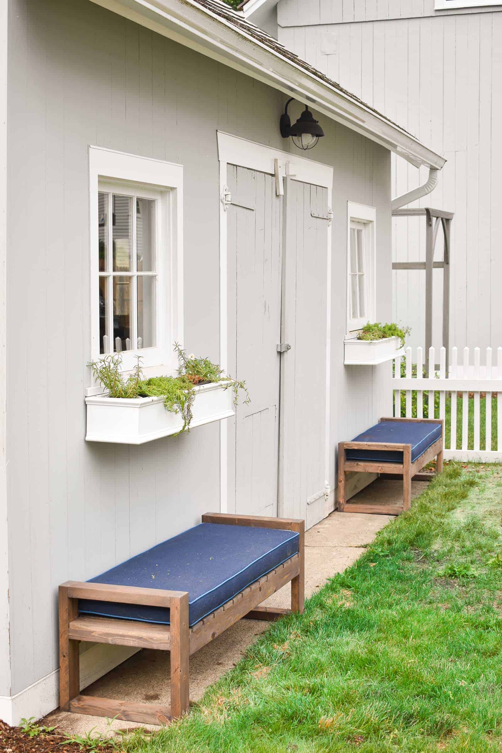 stained benches for our backyard