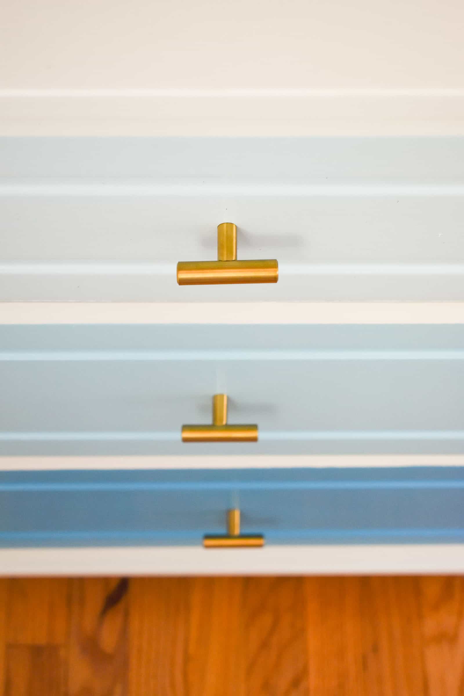 close up of knobs on the dresser