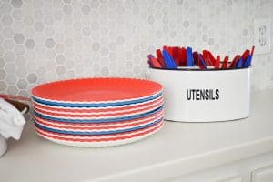 red white and blue decor for BBQ party