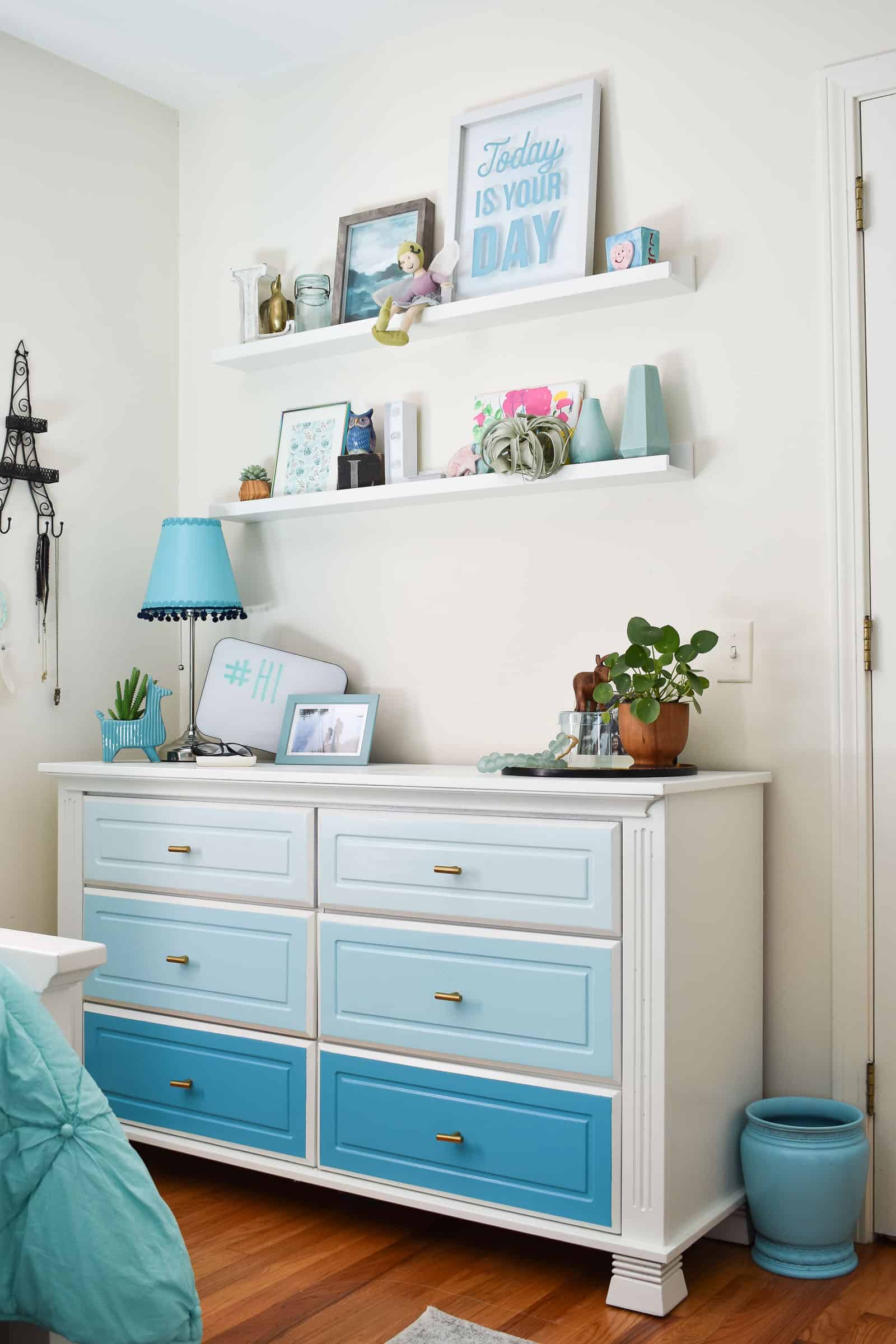 ombre dresser in little girls bedroom