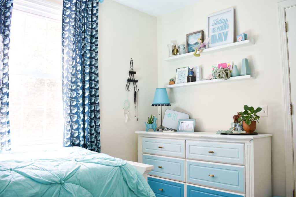 Blue and Teal Girl's Bedroom Makeover - At Charlotte's House