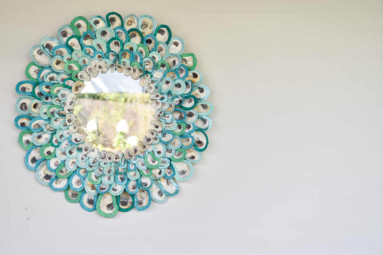 colorful oyster shell mirror