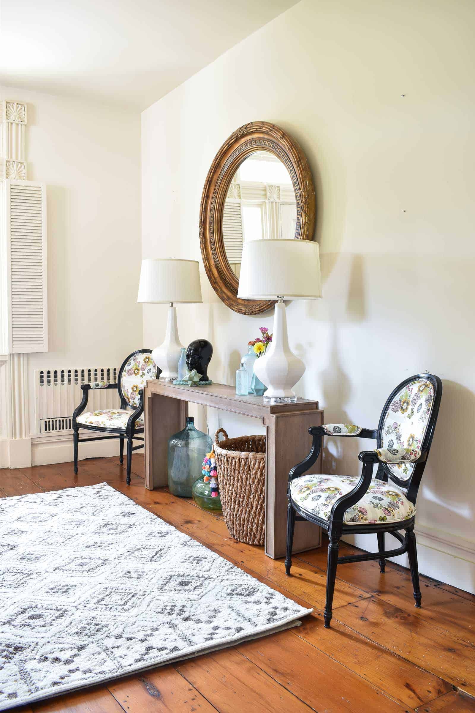 redesigned foyer space with bassett furniture