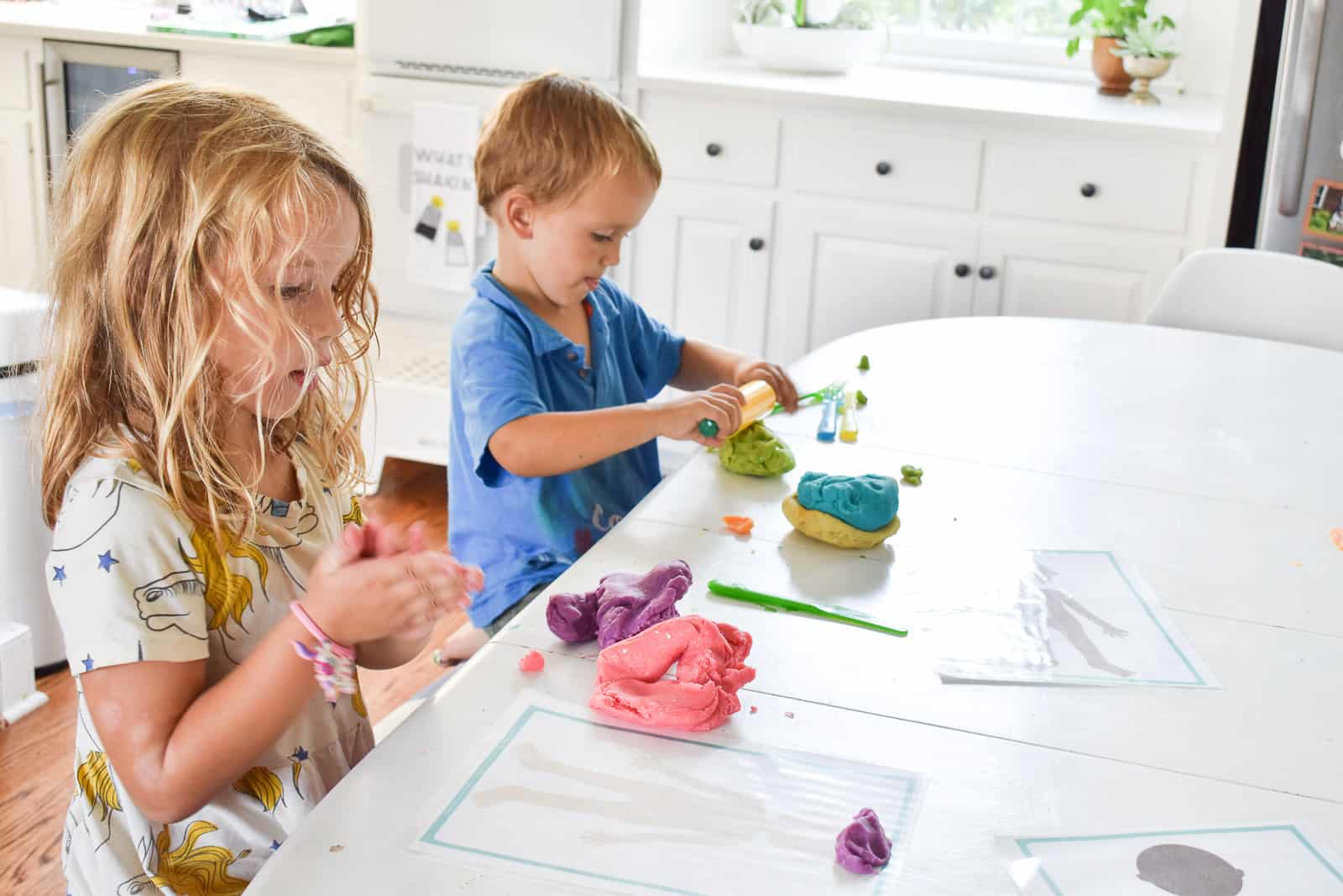 enjoying our quick and easy play dough recipe