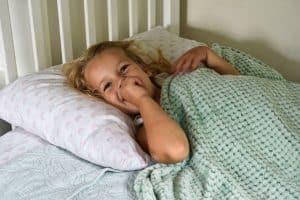 snuggling with cozy new blanket