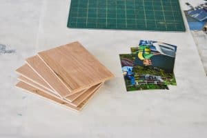 cut wood for photo backing