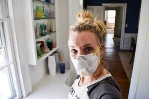 wear an odor mask while cleaning