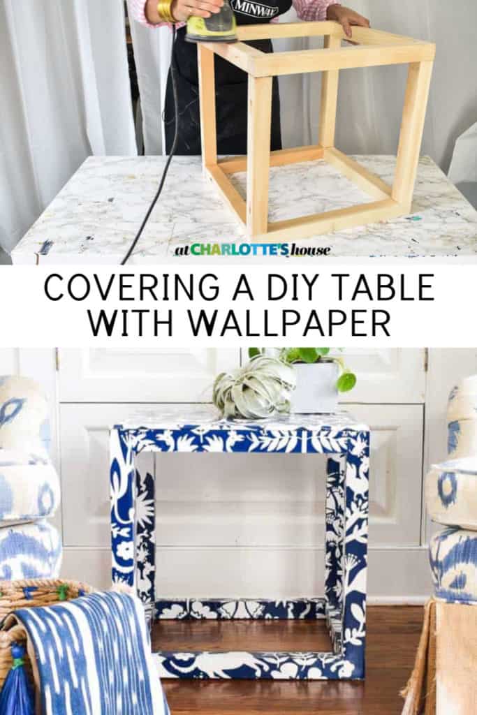 COVERING A DIY TABLE WITH WALLPAPER At Charlotte's House