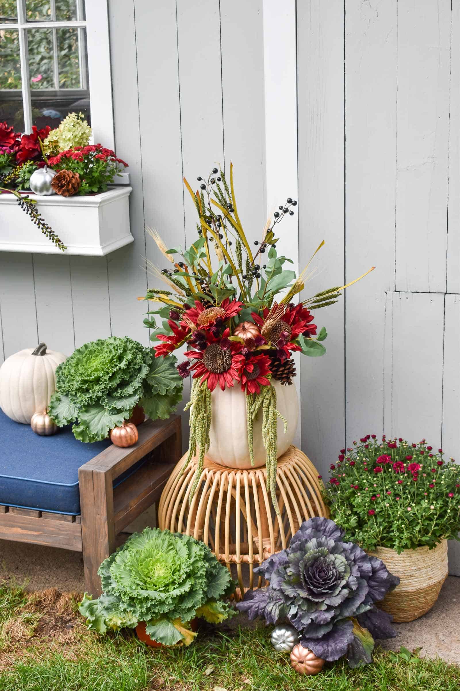 basket for mums outside shed