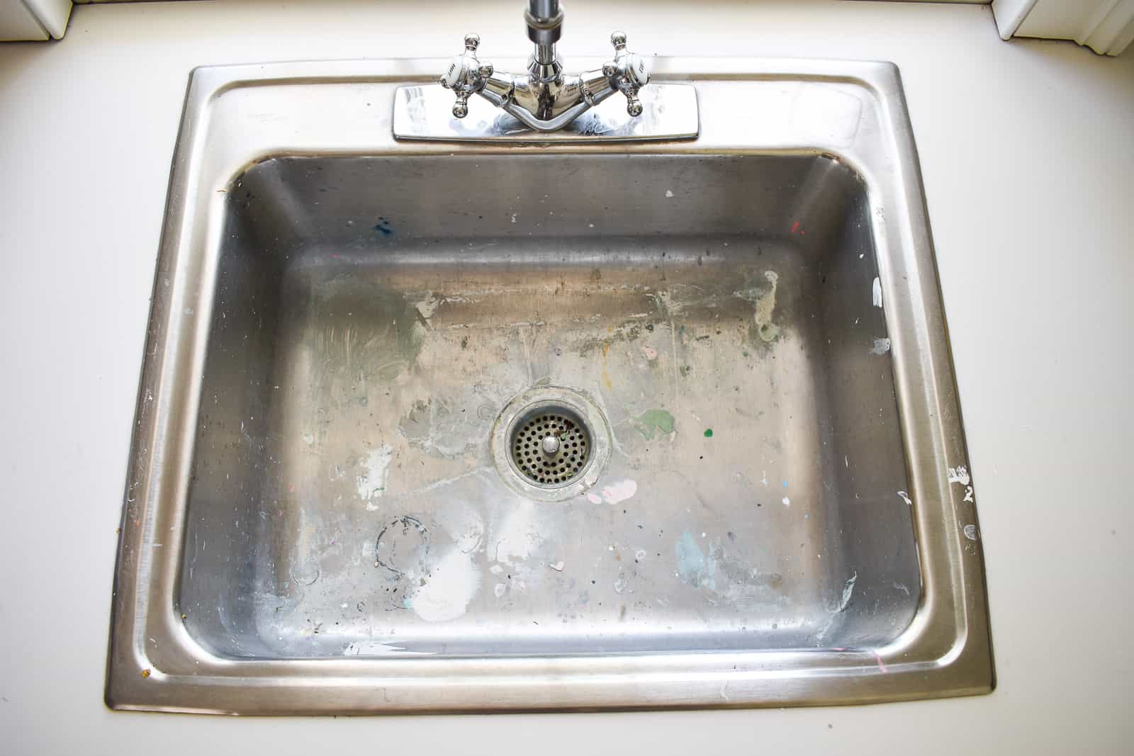 paint covered sink