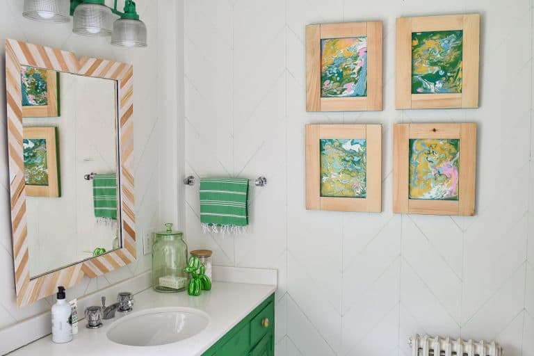 Paint Pour Art in Colorful Wood Frames