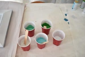 Mixing the paint for pouring