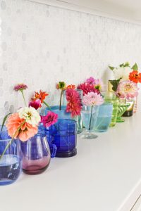 assorted rainbow glassware