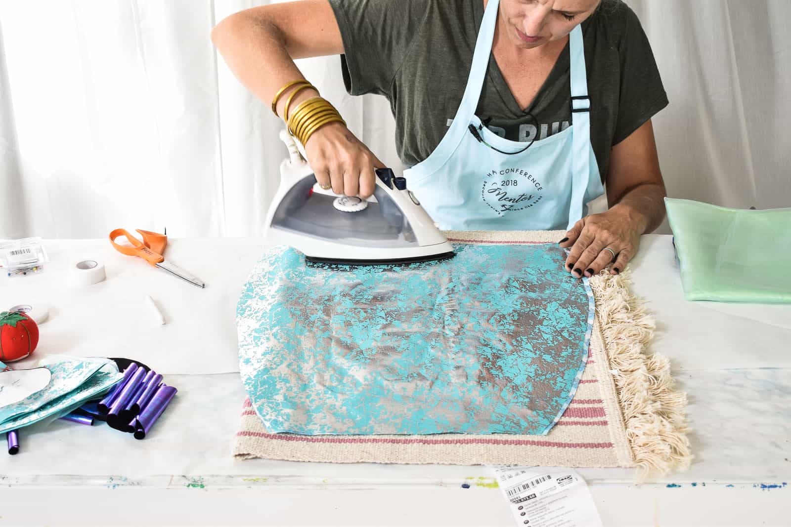 ironing together mermaid tail