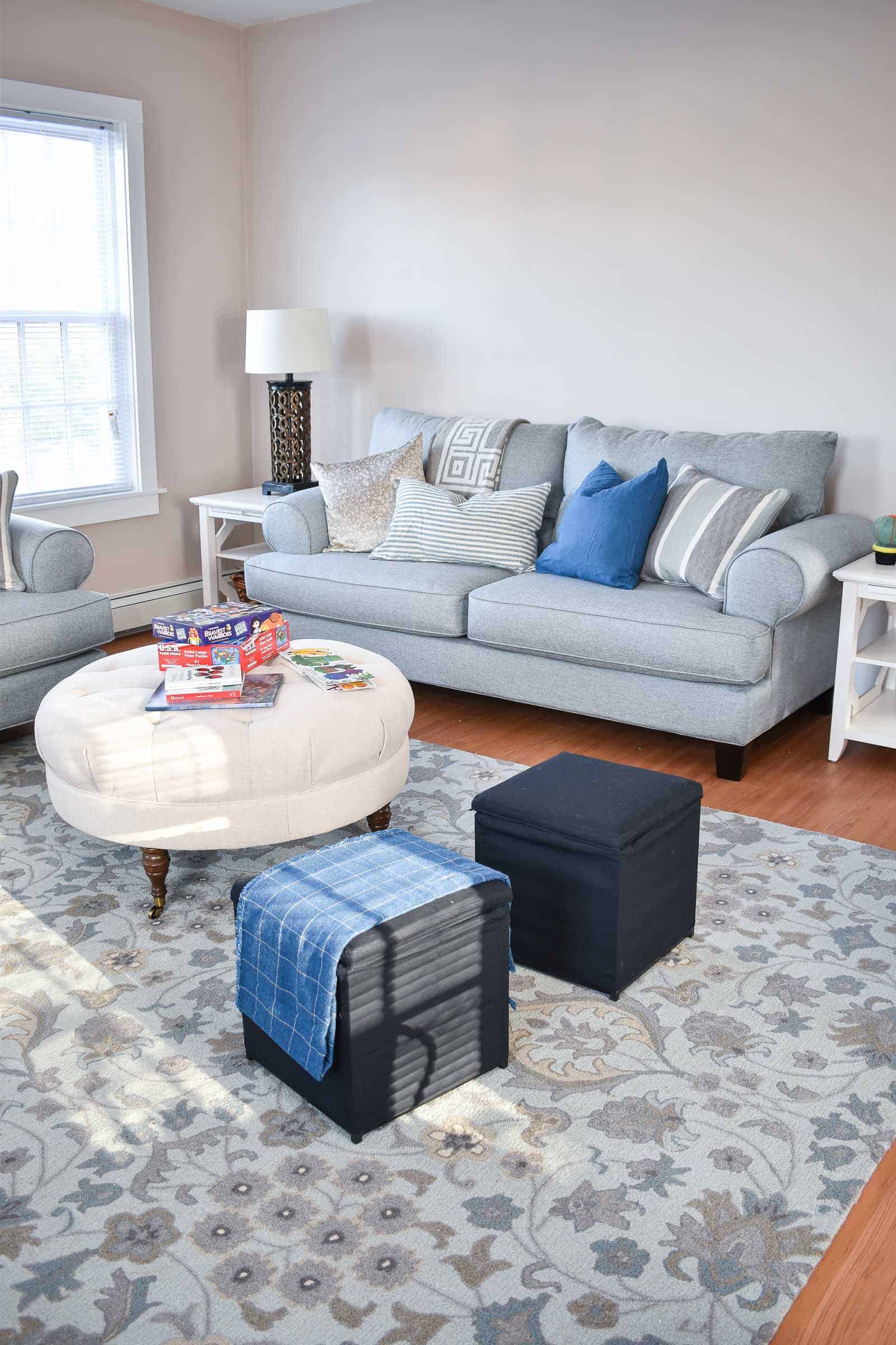 round ottoman in living room