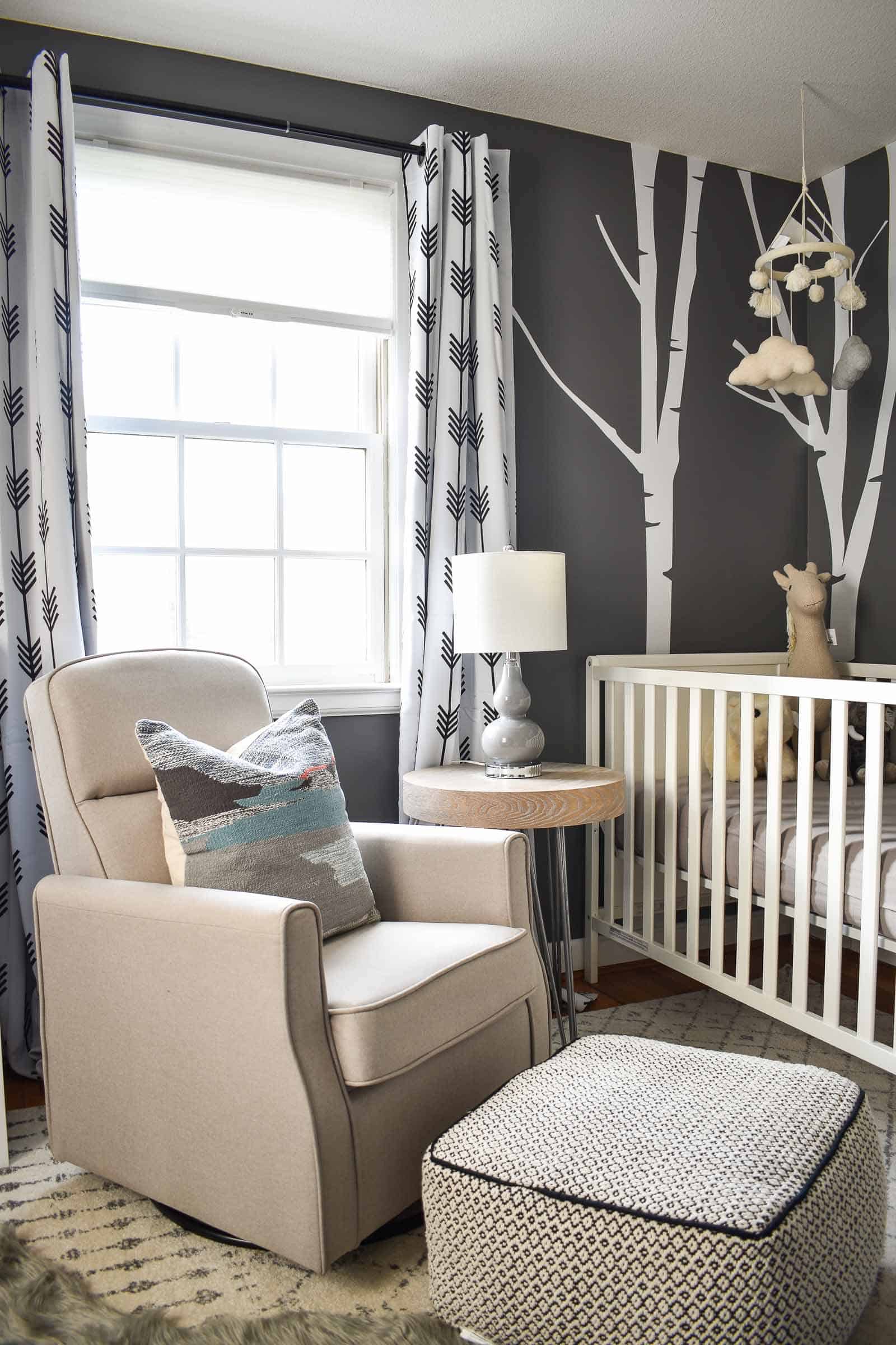 glider and ottoman in boys nursery