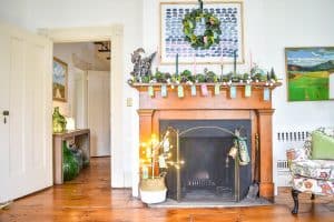 Colorful Christmas Mantel with DIY Greenery