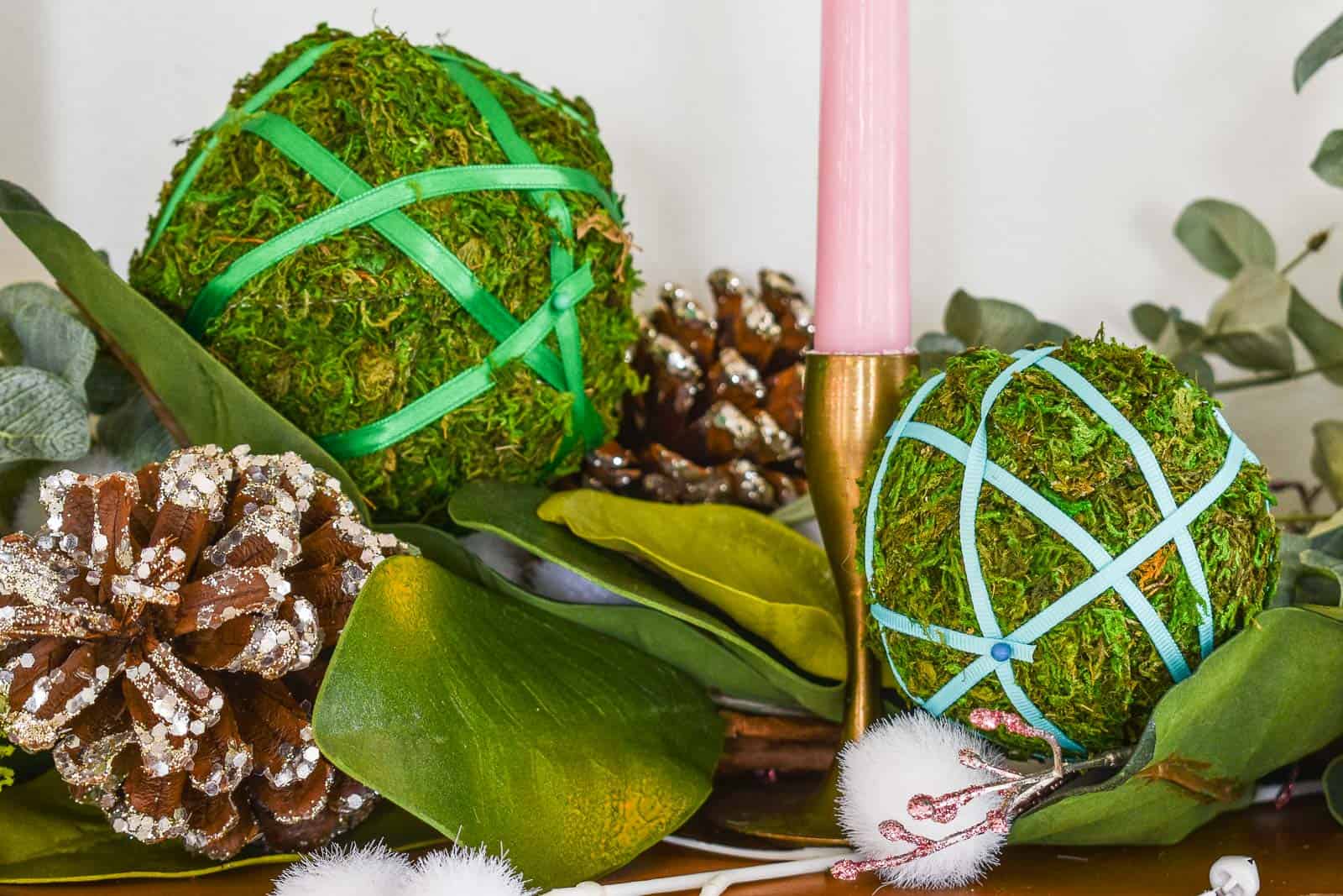 DIY colorful wrapped moss balls