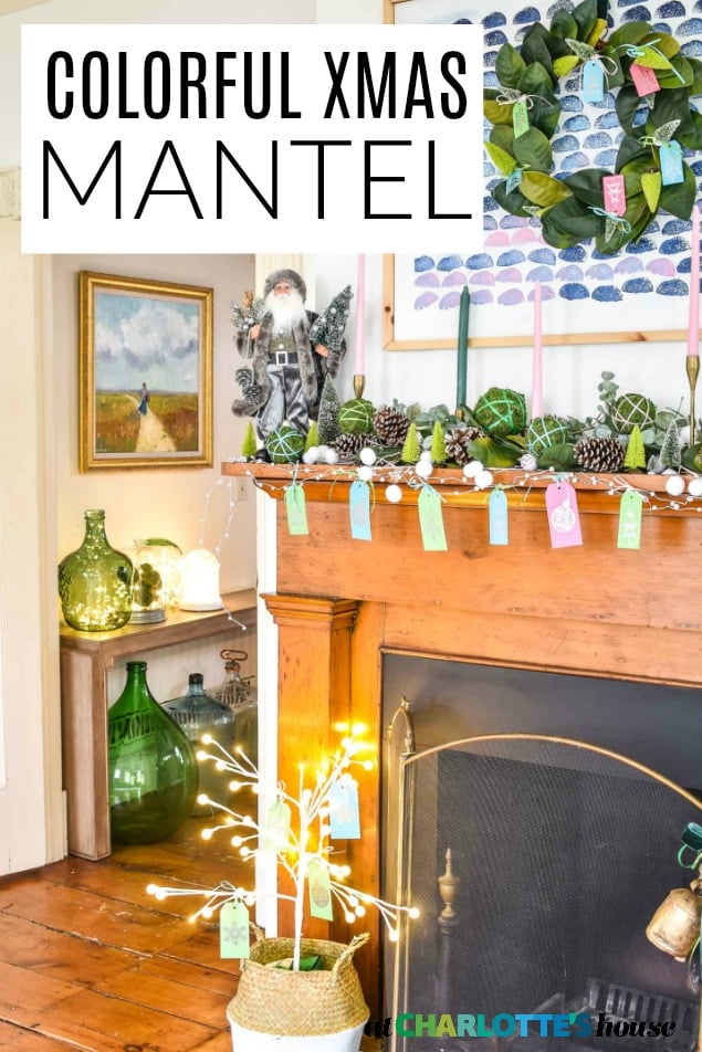 colorful christmas mantel