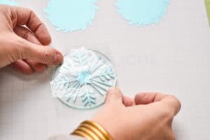 transfer snowflake to acrylic circle