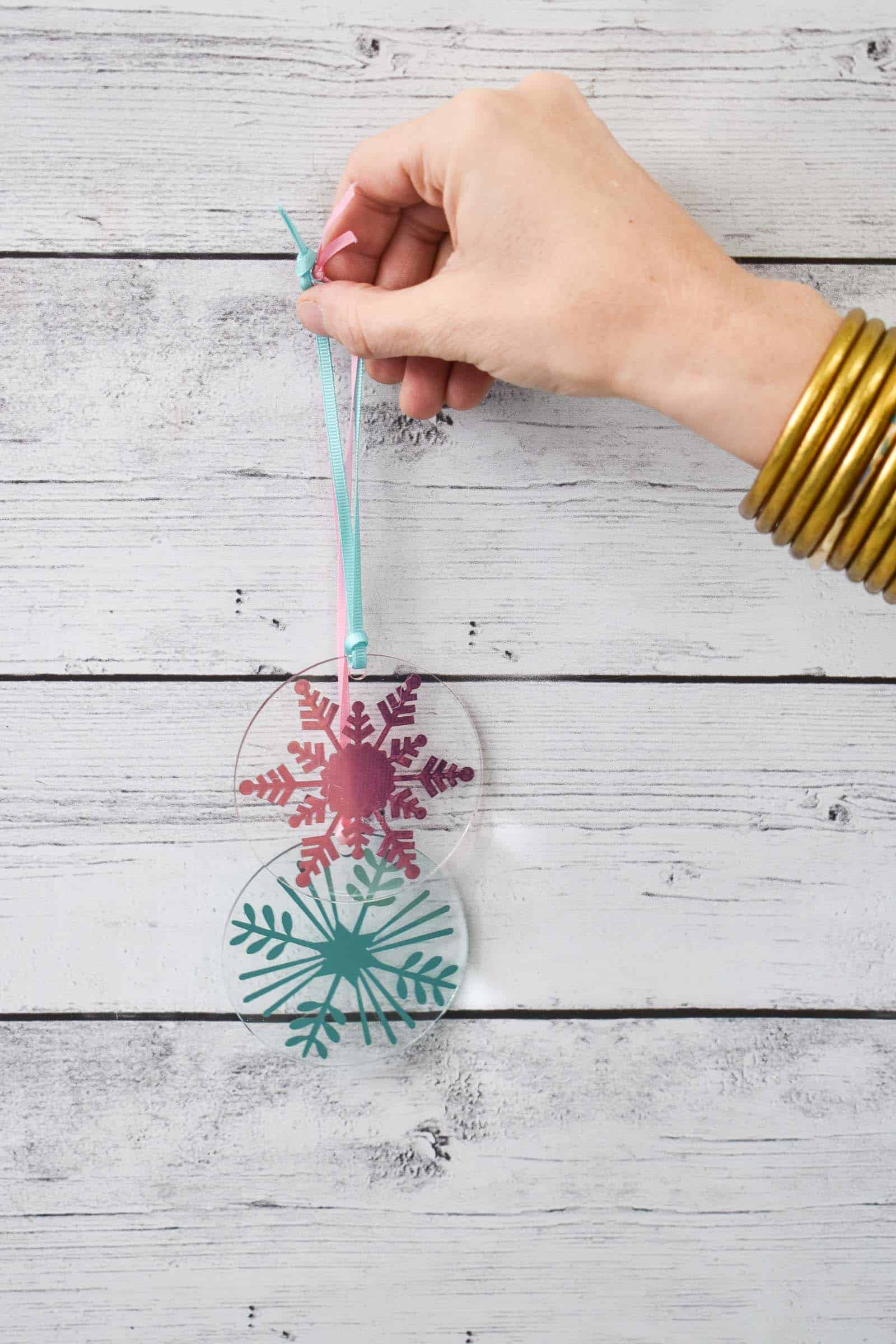 clear snowflake cricut ornaments