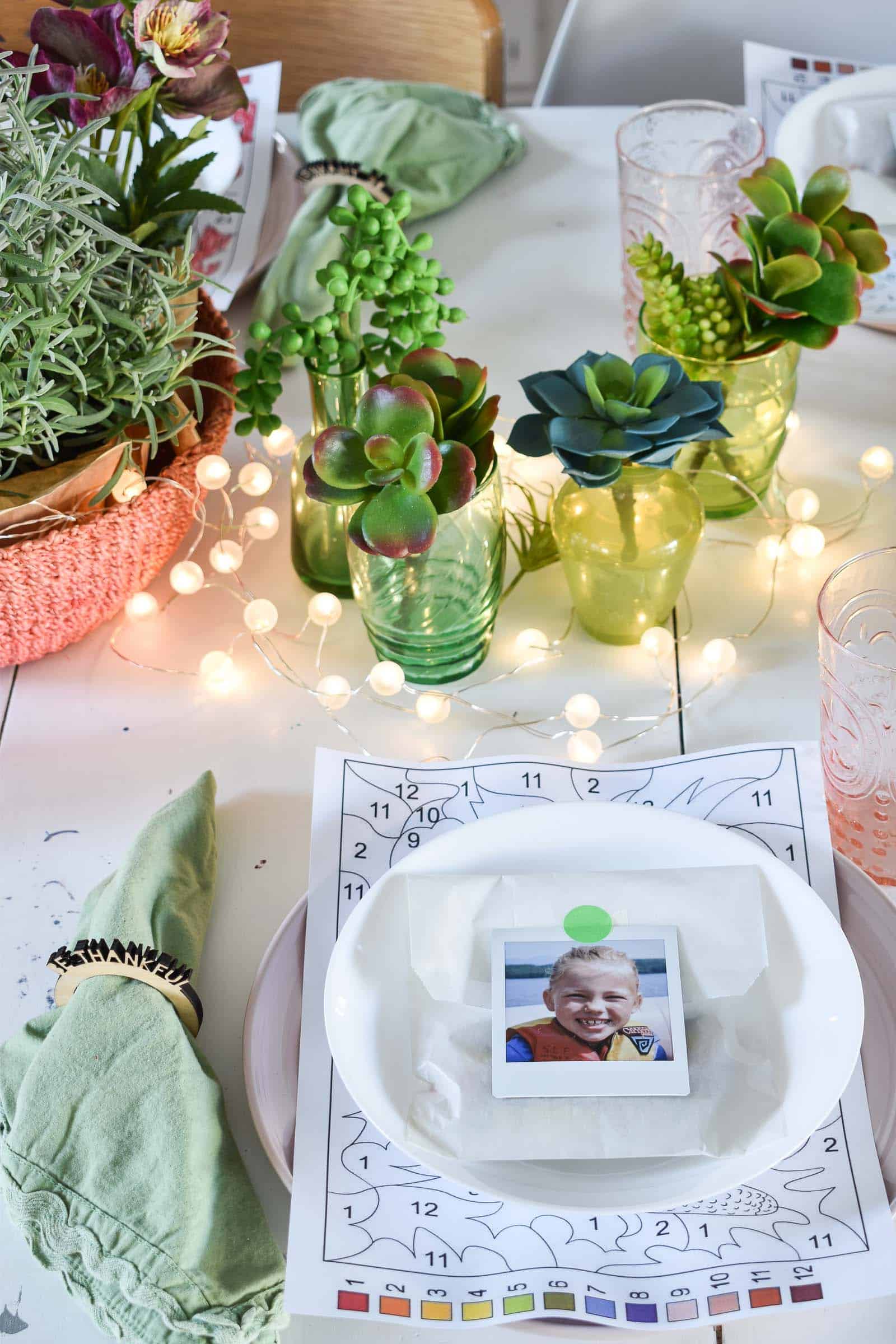 setting a fun table for kids on thanksgiving