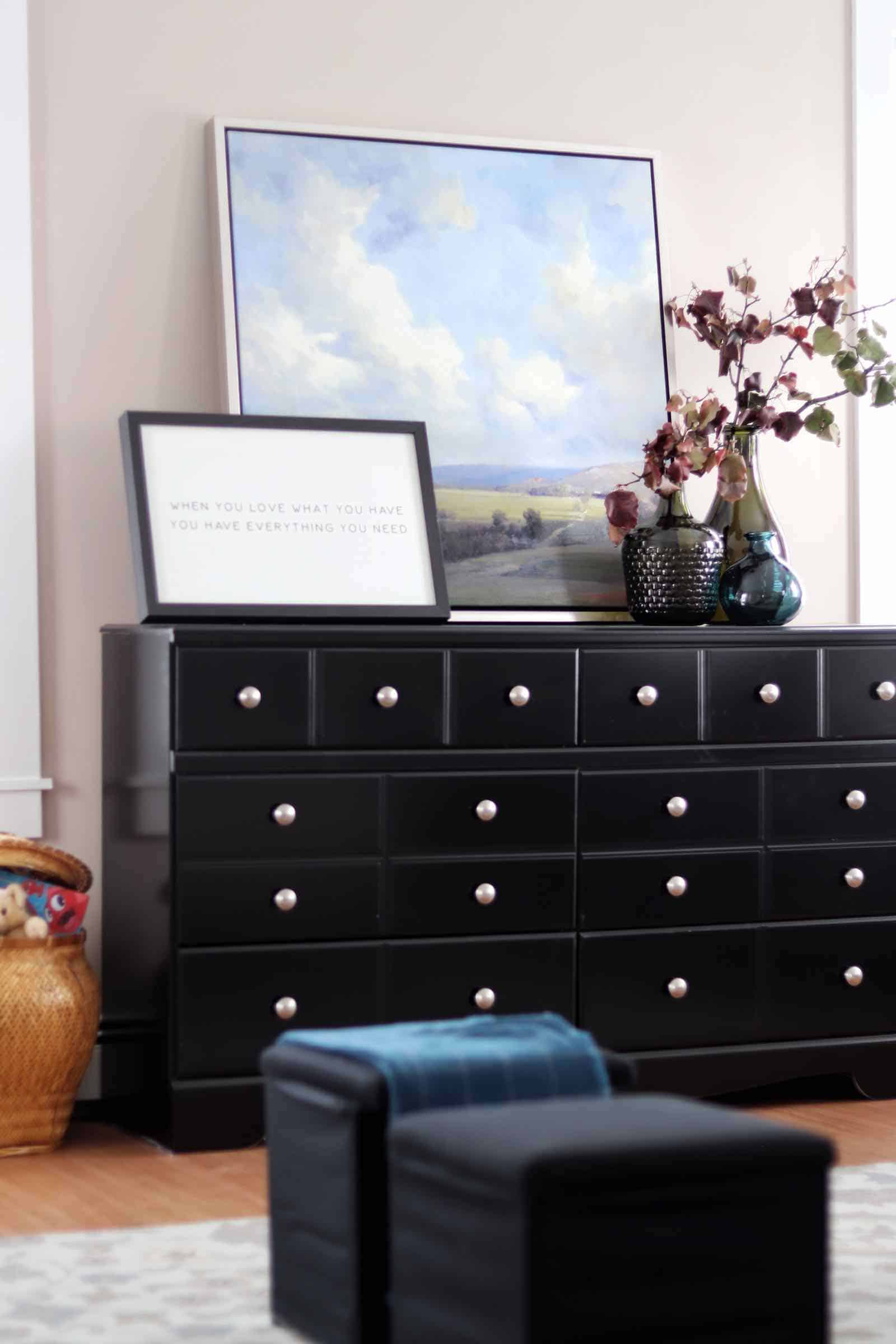 dresser as tv stand in living room