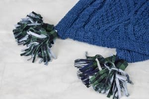 sew the tassels onto the blanket