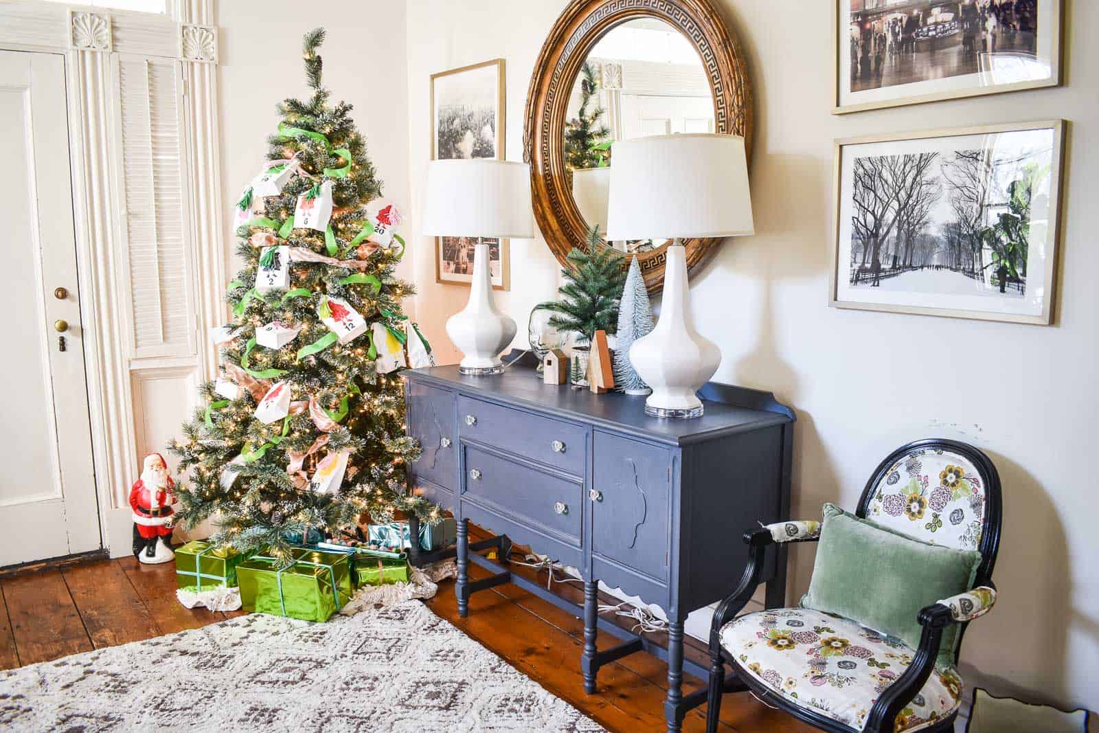 foyer with advent christmas tree