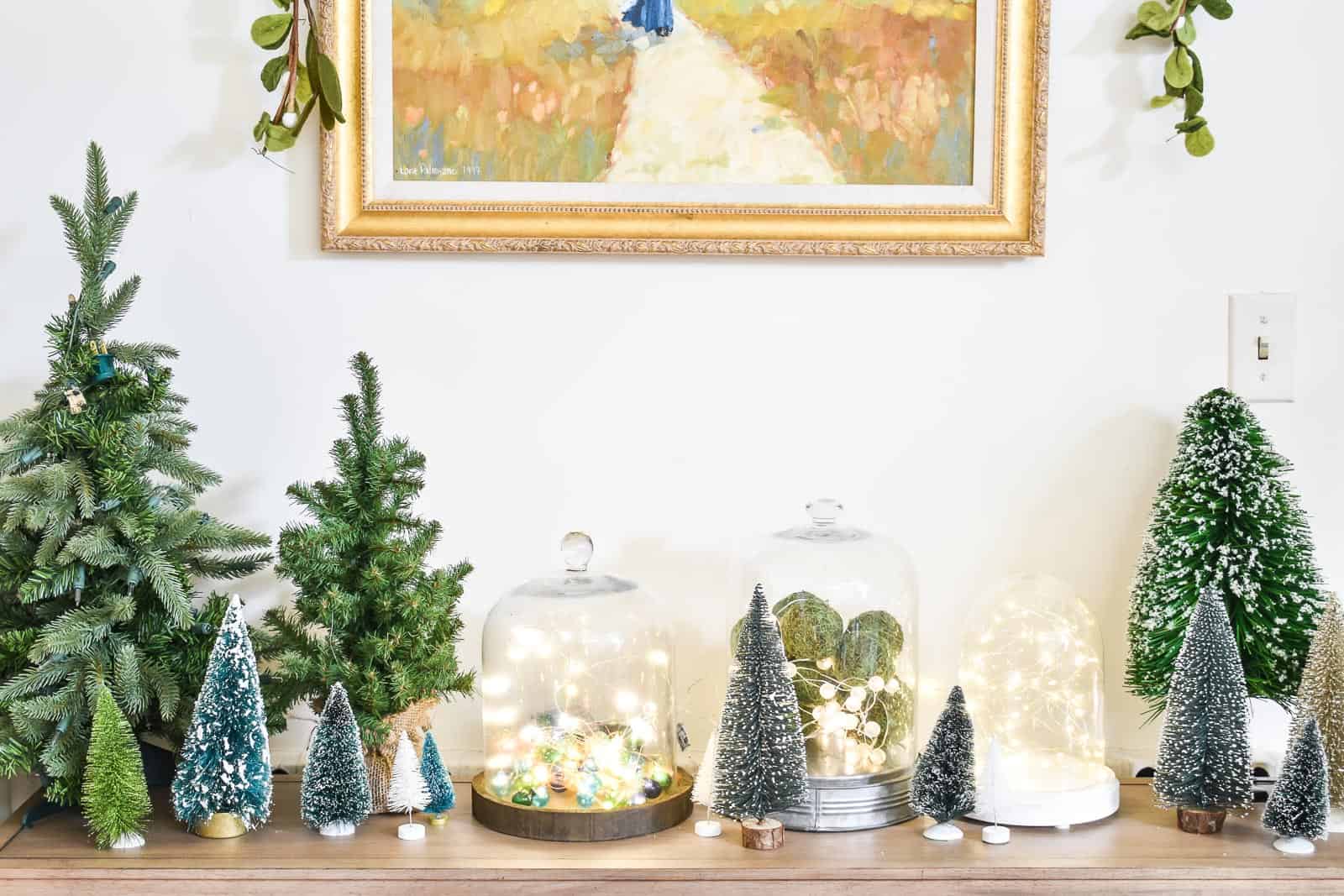 bell jars with christmas lights