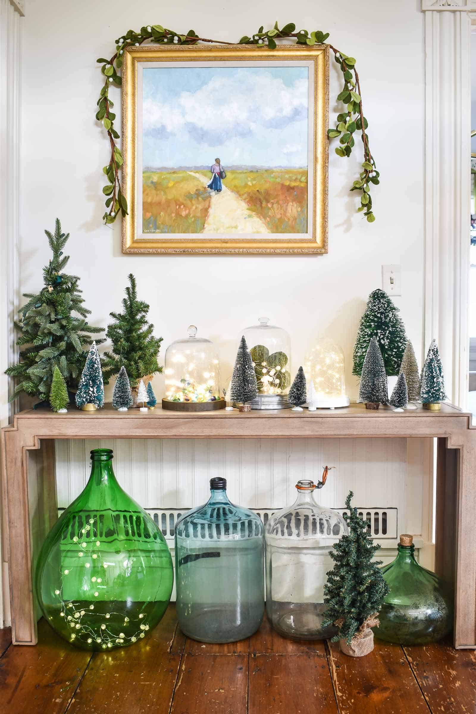 bottle brush trees with bell jar