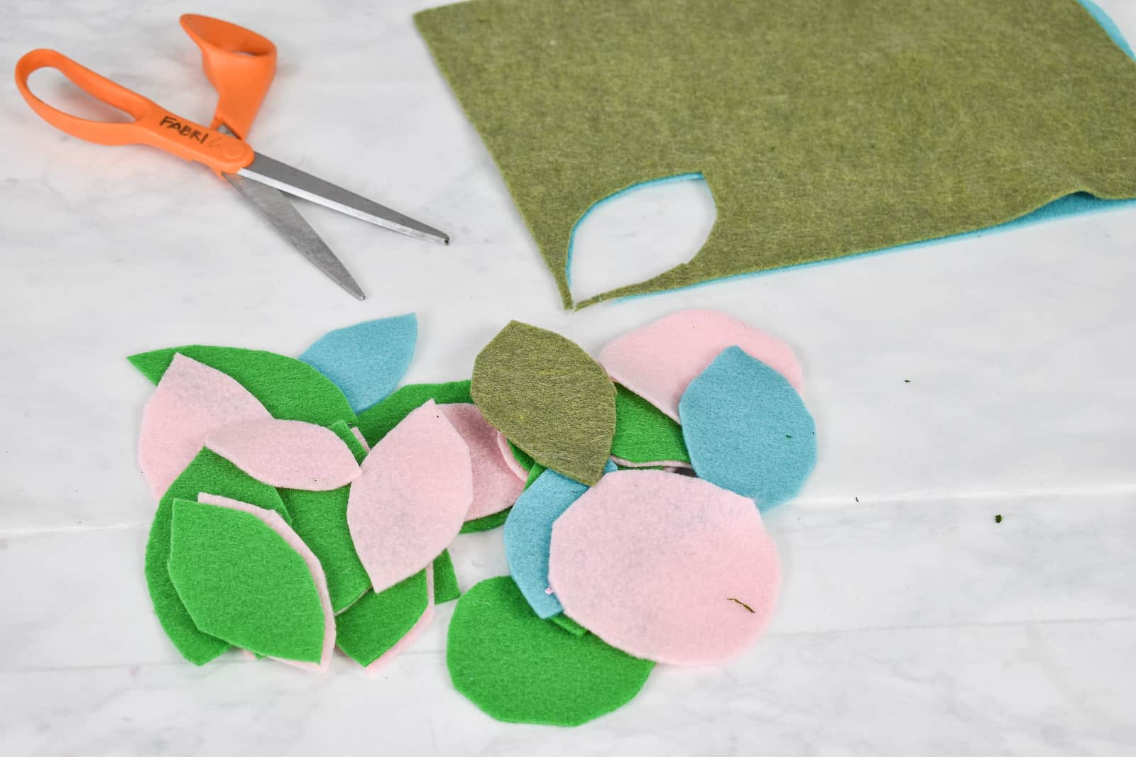 cut felt into leaves and circles