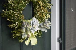 Boxwood wreath with simple embellishment