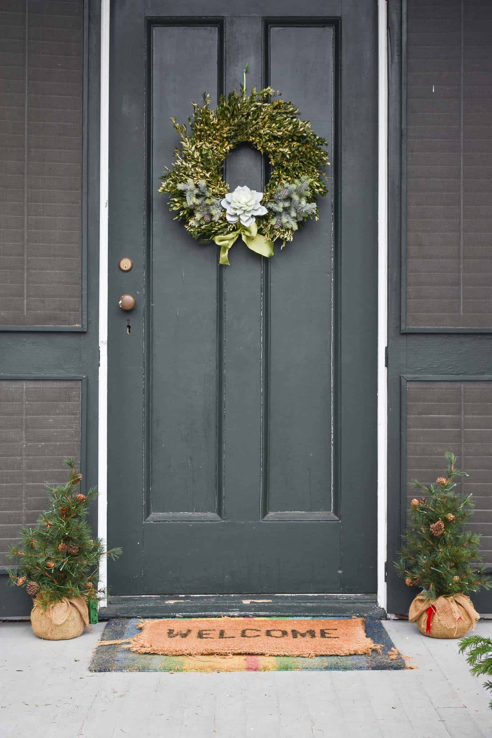 Boxwood wreath with simple embellishment