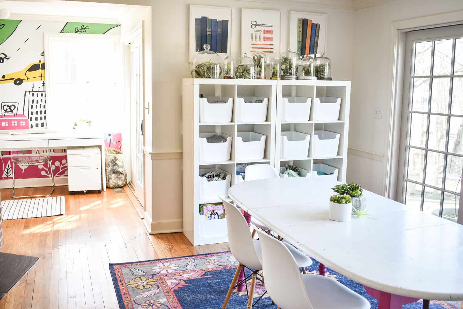 modular shelving in kitchen area