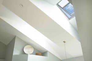 close up on white velux skylights