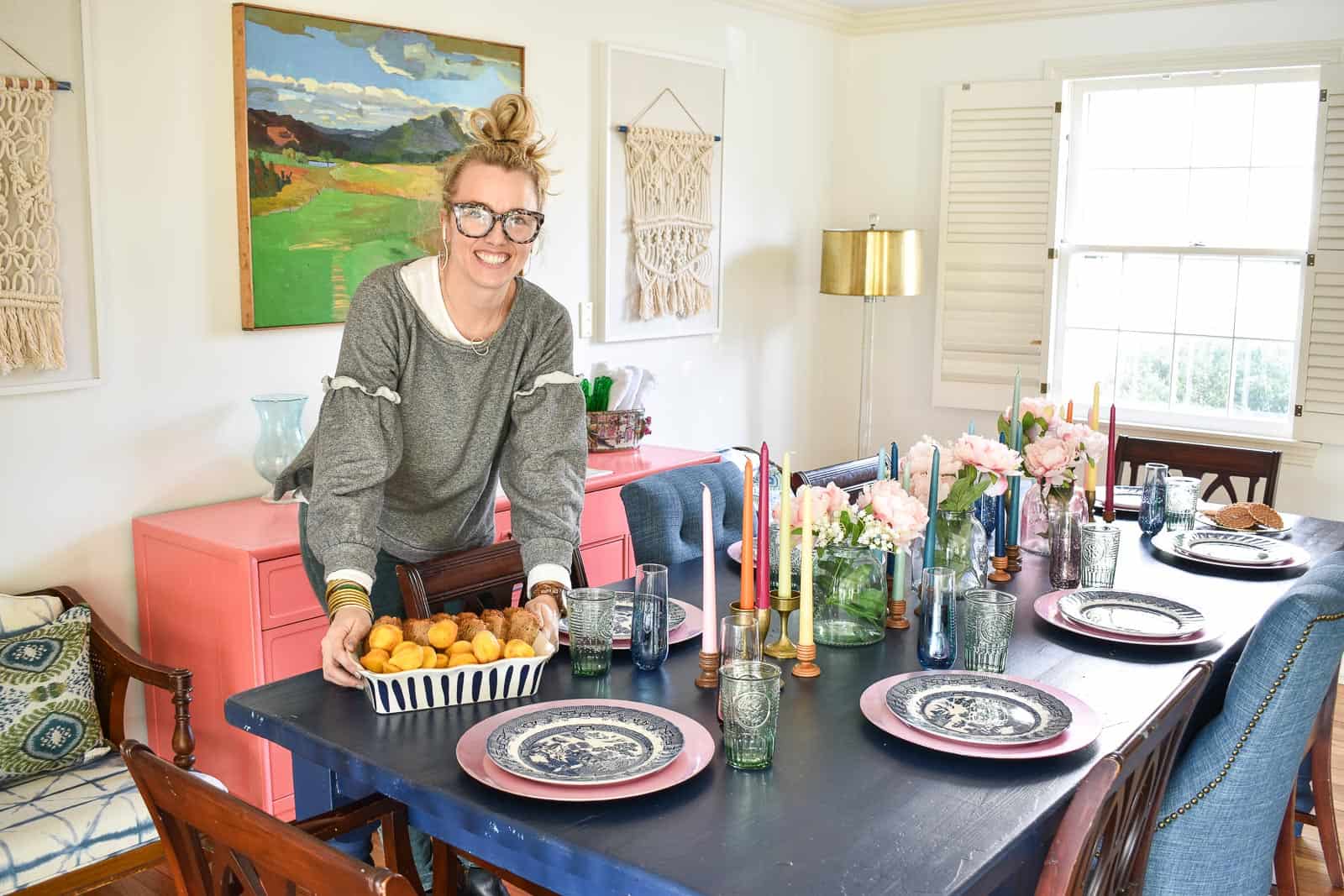 setting the table with baked goods