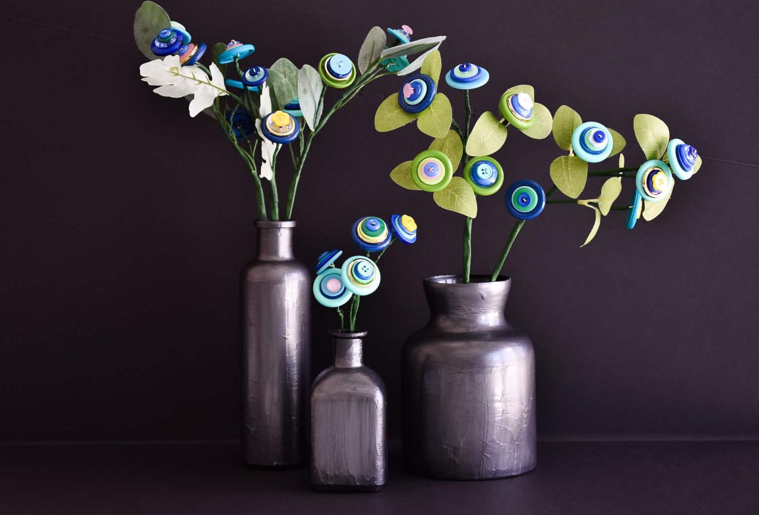 moody button flower arrangements