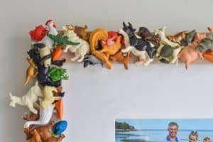 plastic animals as crafted frame