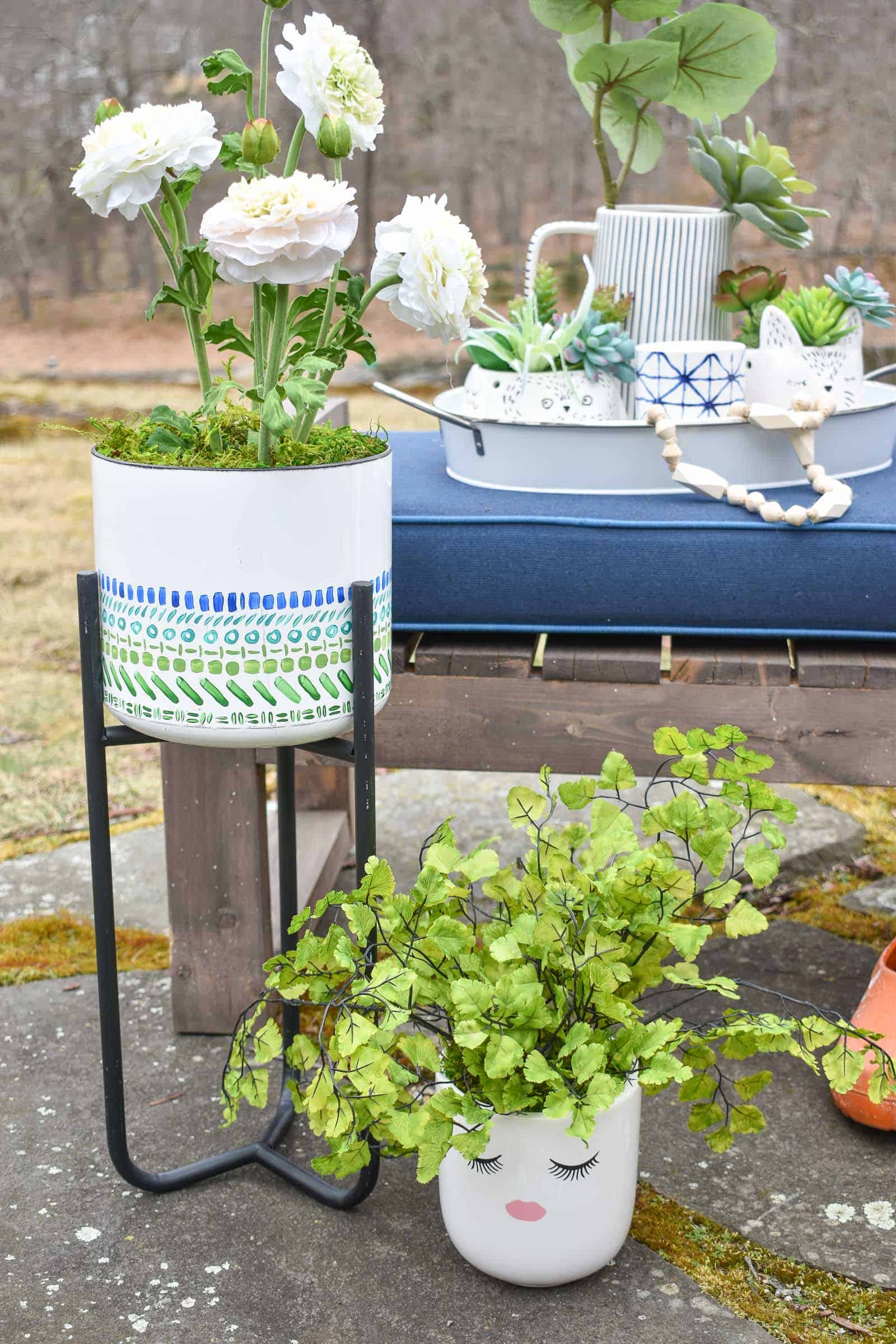 spring planters outside