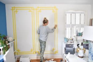 paint between the tape lines