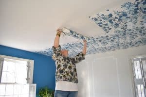 hanging wallpaper on the ceiling