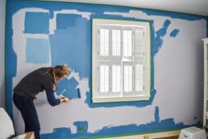 painting an office wall blue